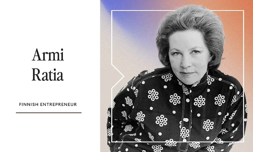 An image of a Scandinavian woman with the words ammi rata.