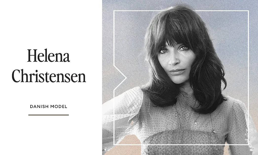 Helena Christensen, a renowned Scandinavian model, showcases her design elegance.